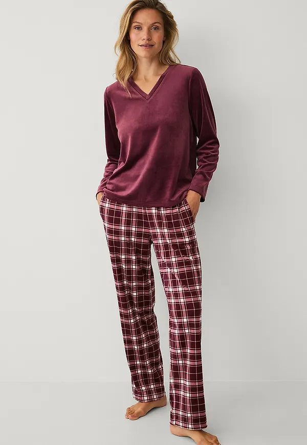 Ellos Collection - Pyjamas i velour - Röd