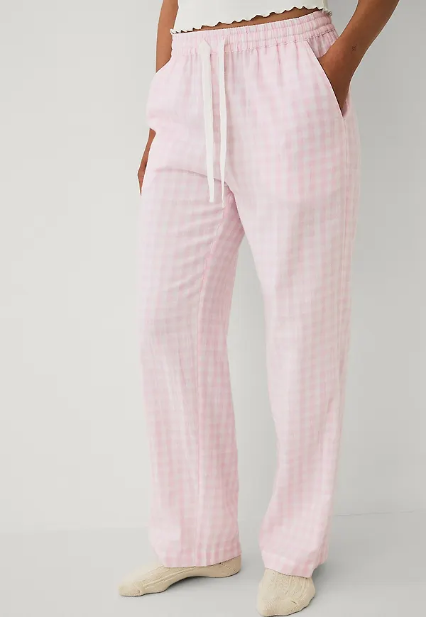 Ellos Collection - Pyjamasbyxor i flanell - Vit