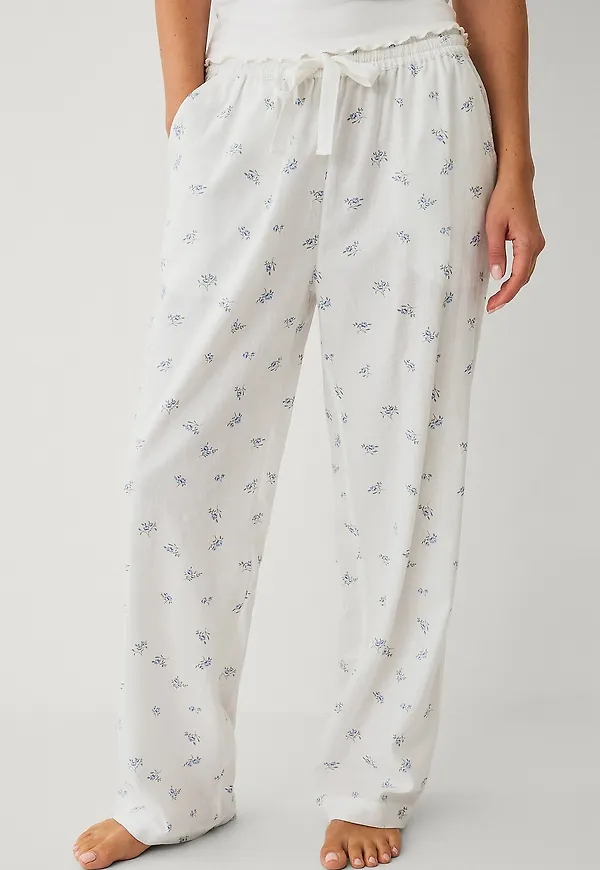 Ellos Collection - Pyjamasbyxor i flanell - Vit