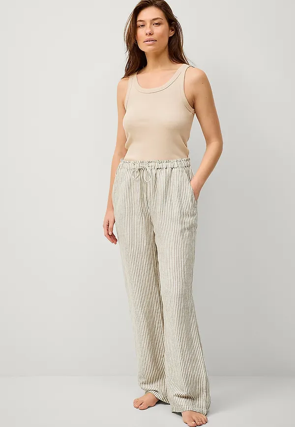 Ellos Collection - Pyjamasbyxor i linnemix - Vit