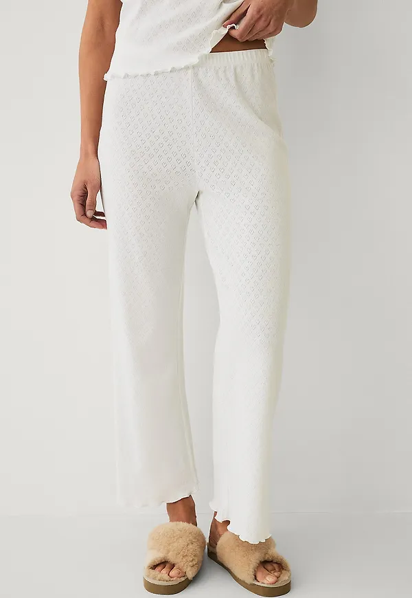 Ellos Collection - Pyjamasbyxor i pointelle - Vit