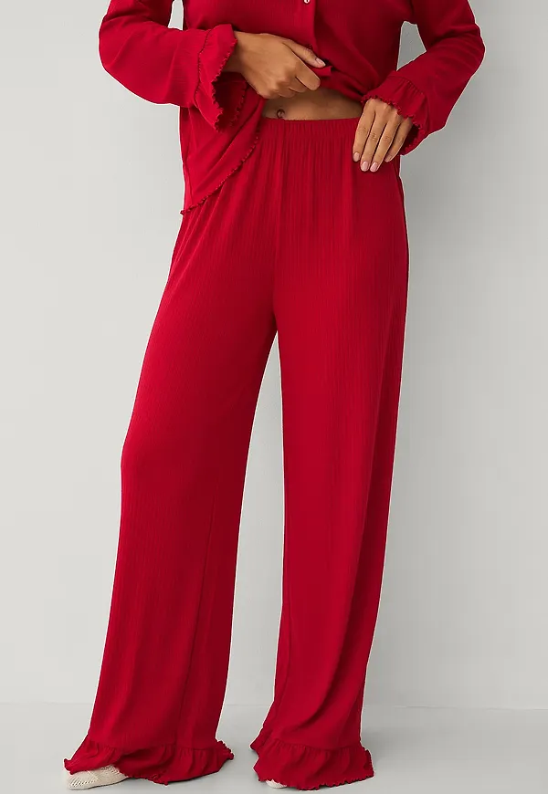 Ellos Collection - Pyjamasbyxor med volanger - Röd