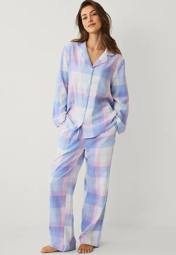 Ellos Collection - Pyjamasset i flanell - Blå