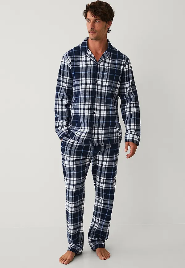 Ellos Collection - Pyjamasset i flanell - Blå
