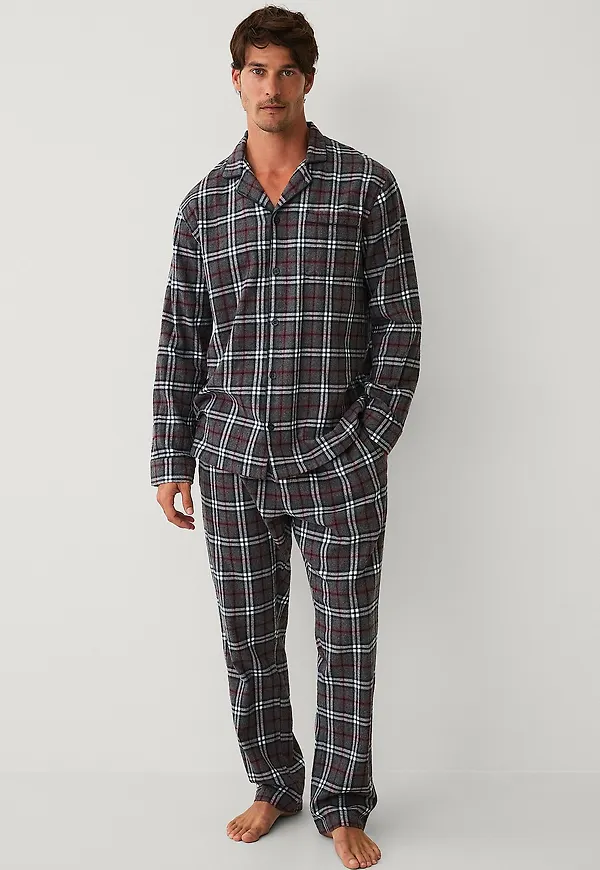 Ellos Collection - Pyjamasset i flanell - Grå