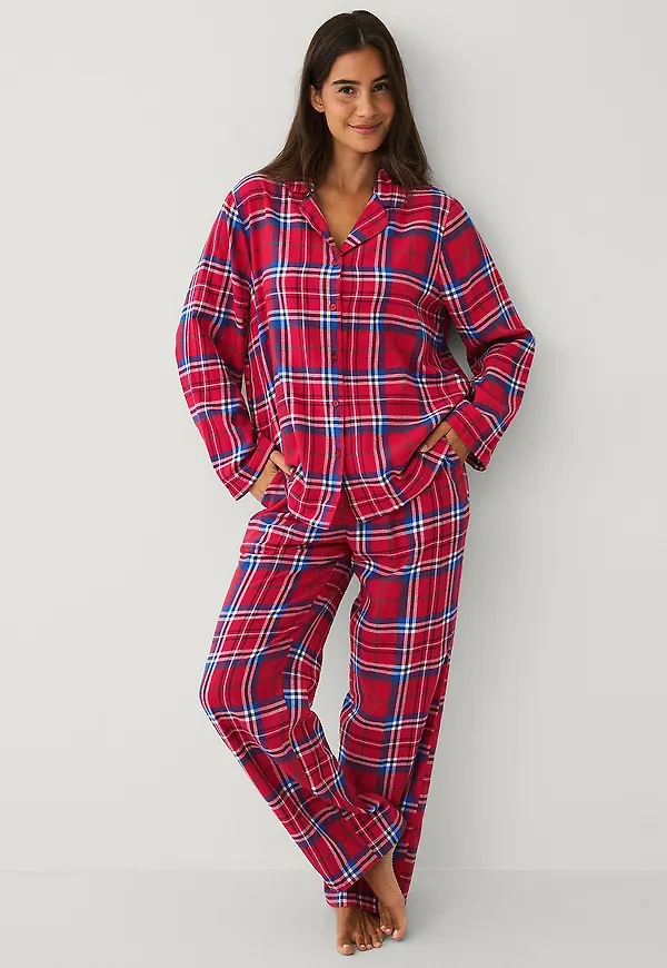 Ellos Collection - Pyjamasset i flanell - Röd