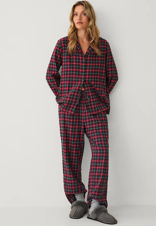 Ellos Collection - Pyjamasset i flanell - Röd