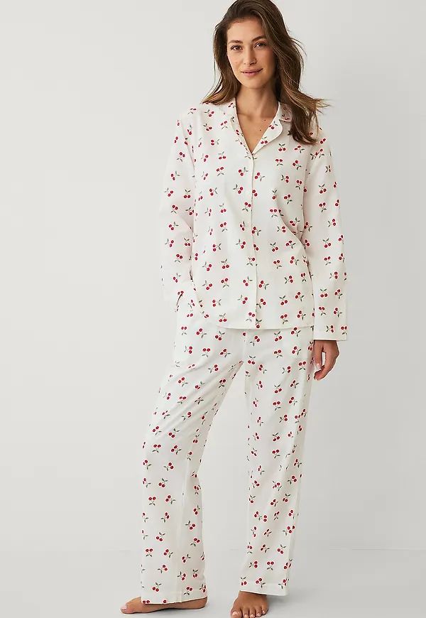 Ellos Collection - Pyjamasset i flanell - Vit