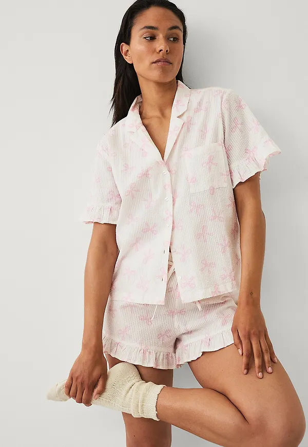 Ellos Collection - Pyjamasset i seersucker - Vit