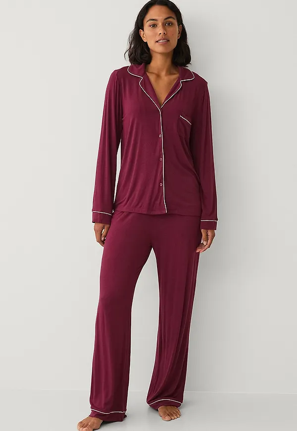 Ellos Collection - Pyjamasset i viskos - Röd