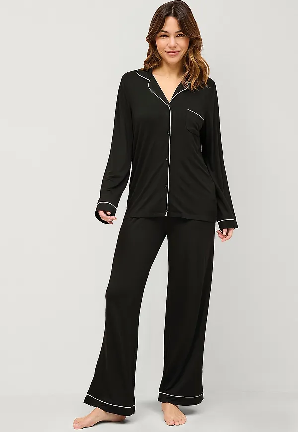 Ellos Collection - Pyjamasset i viskos - Svart