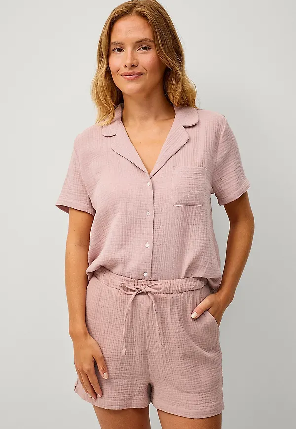 Ellos Collection - Pyjamasskjorta i bomull - Rosa