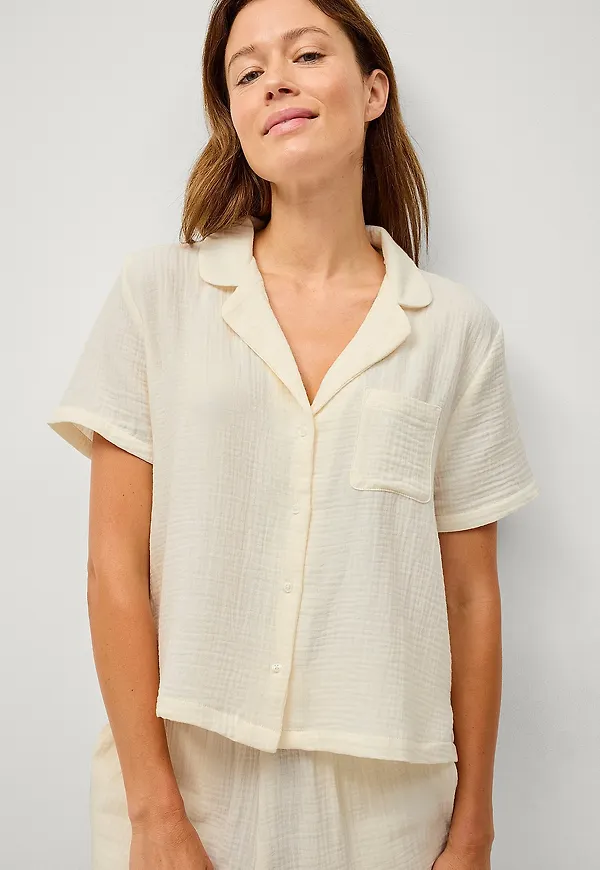 Ellos Collection - Pyjamasskjorta i bomull - Vit