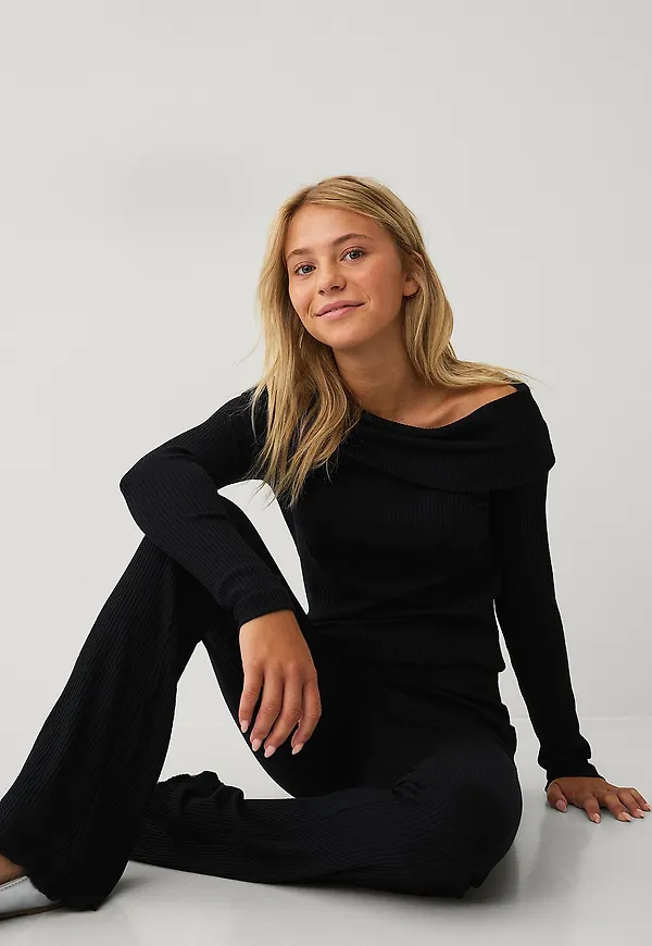 Ellos Collection - Ribbade leggings - Svart