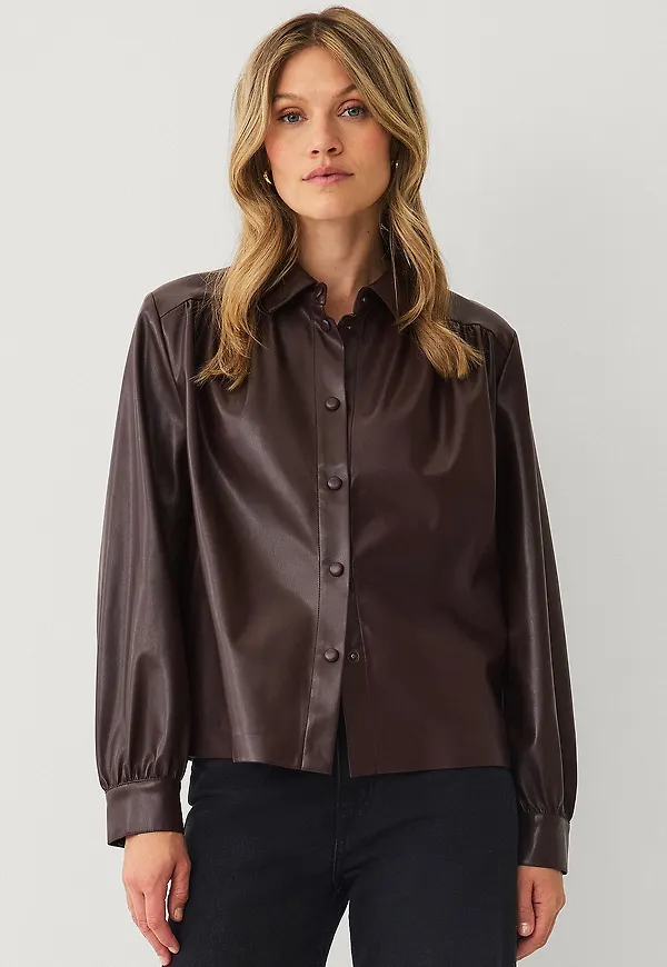 Ellos Collection - Skjorta i PU - Brun