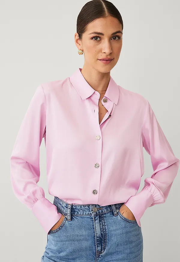 Ellos Collection - Skjorta i satin - Rosa