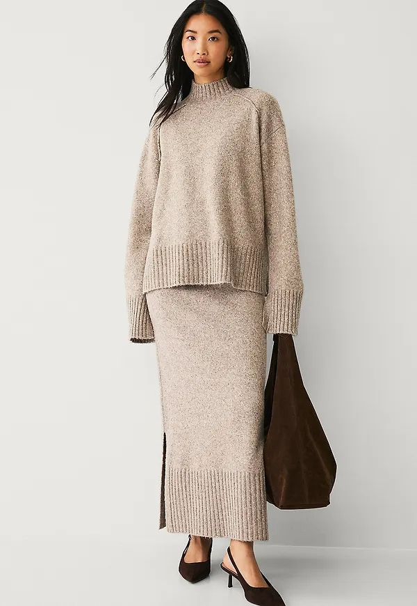 Ellos Collection - Stickad kjol - Beige
