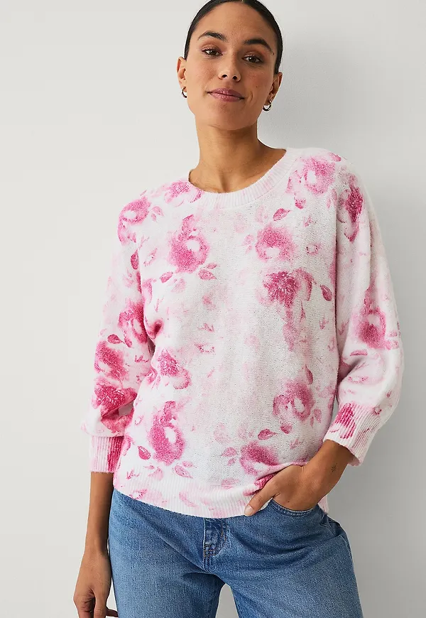 Ellos Collection - Stickad tröja med fladdermusärmar - Rosa