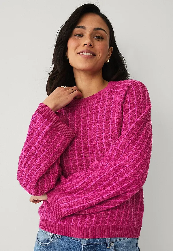 Ellos Collection - Stickad tröja med struktur - Rosa
