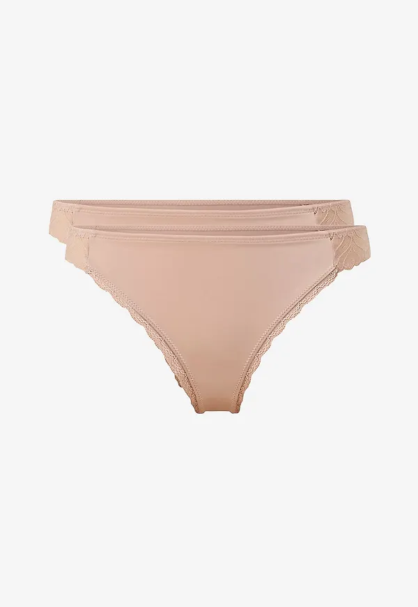 Ellos Collection - Stringtrosor med spets i sidorna, 2-pack - Natur