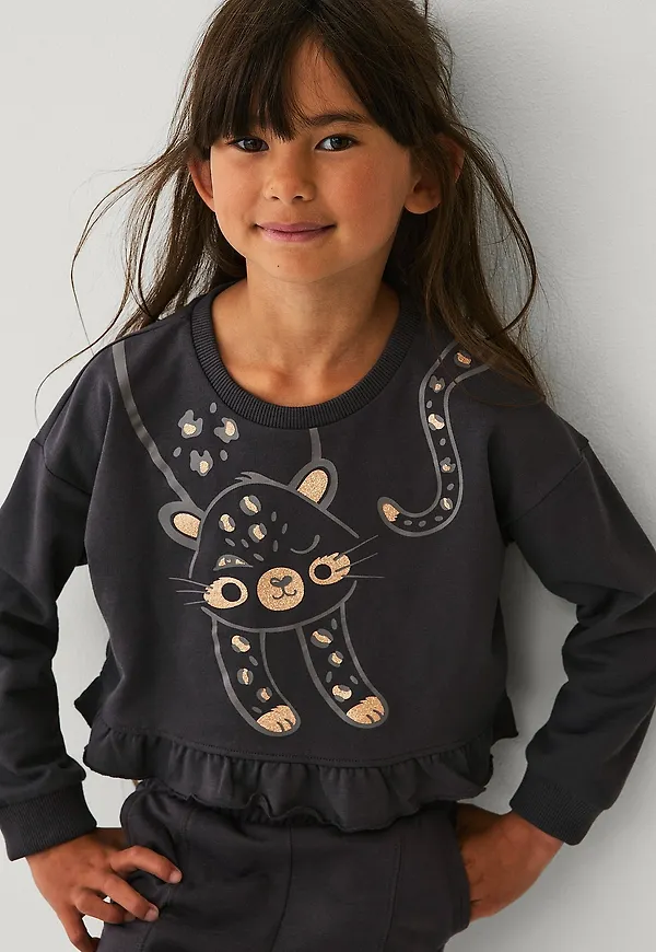 Ellos Collection - Sweatshirt med volang - Grå
