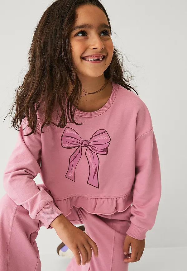 Ellos Collection - Sweatshirt med volang - Rosa
