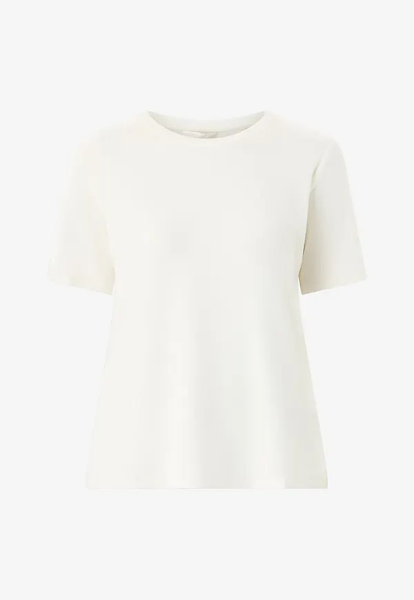 Ellos Collection - T-shirt i viskostrikå - Vit