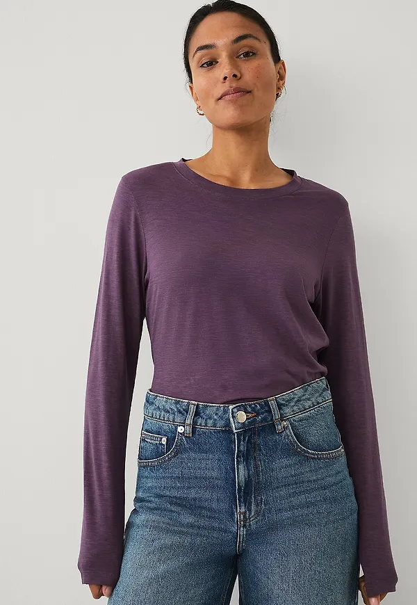 Ellos Collection - Topp i mjuk bomullsslub - Lila
