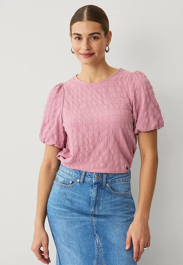 Ellos Collection - Trikåblus med ballongärmar - Rosa