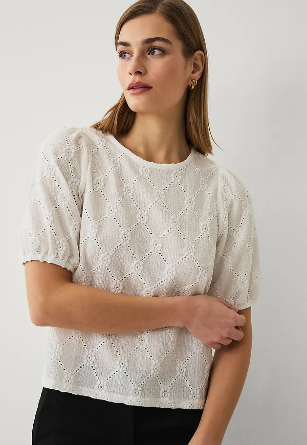 Ellos Collection - Trikåblus med blommor - Gul