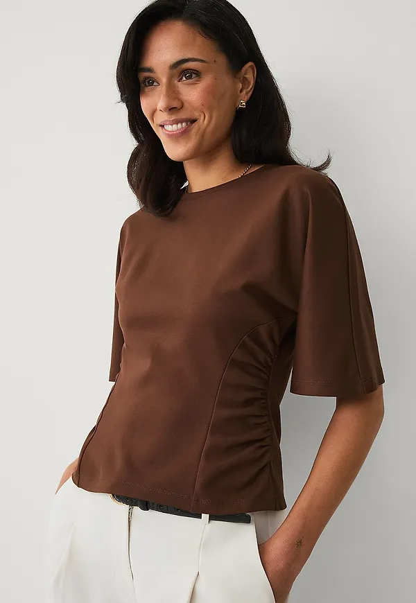Ellos Collection - Topp med draperade detaljer - Brun
