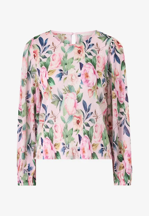 Ellos Collection - Trikåblus med puffärm - Rosa
