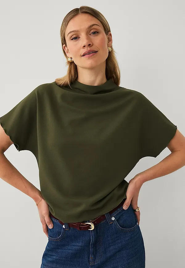 Ellos Collection - Topp med ståkrage - Grön