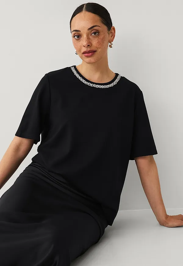 Ellos Collection - Topp med strass - Svart