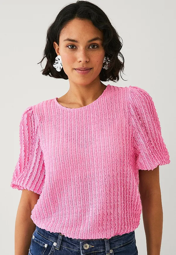 Ellos Collection - Trikåblus med struktur - Rosa