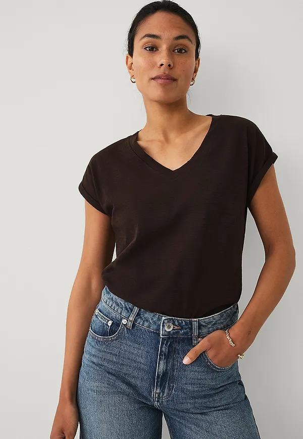 Ellos Collection - Topp med v-hals - Brun