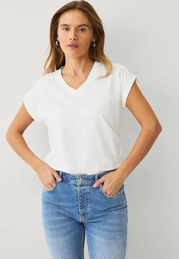 Ellos Collection - Topp med v-hals - Vit