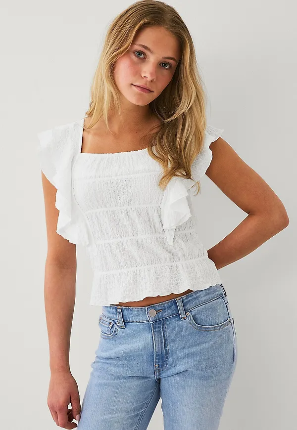 Ellos Collection - Topp med volanger - Vit