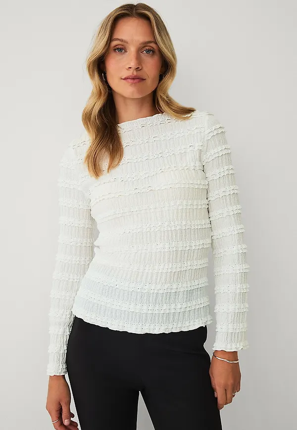 Ellos Collection - Topp med volanger - Vit