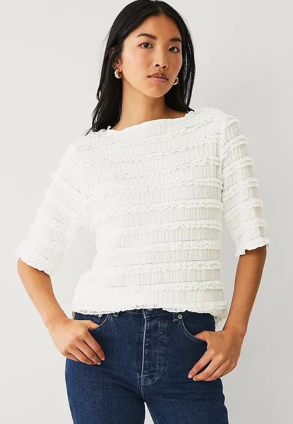 Ellos Collection - Topp med volangkanter - Vit