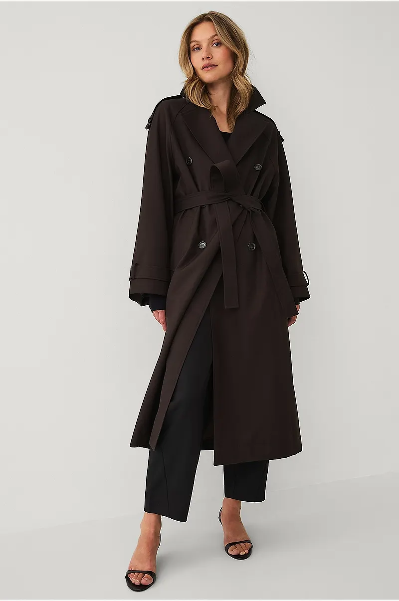 Ellos Collection - Trenchcoat med knytskärp - Brun