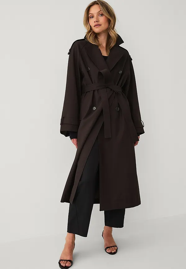 Ellos Collection - Trenchcoat med knytskärp - Brun
