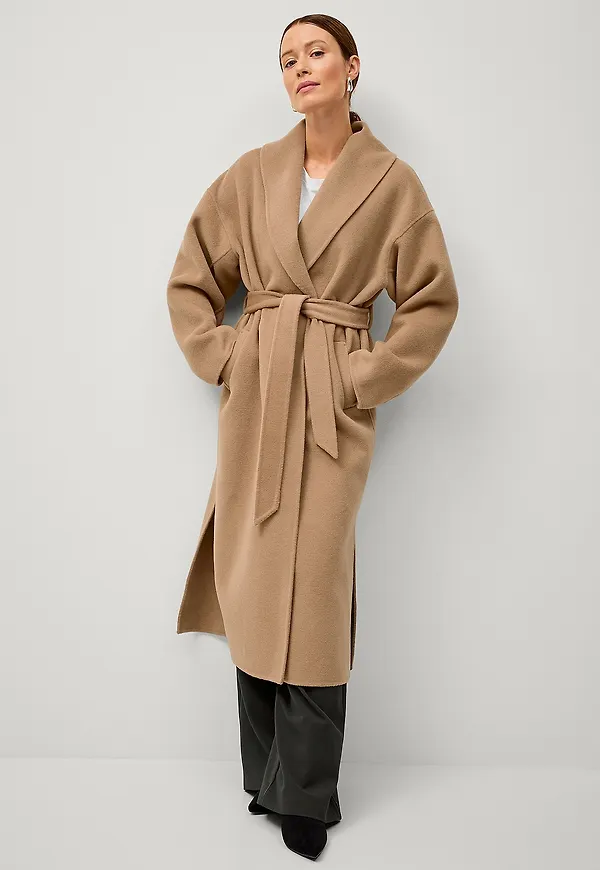 Ellos Collection - Ullkappa med bälte Premium - Beige