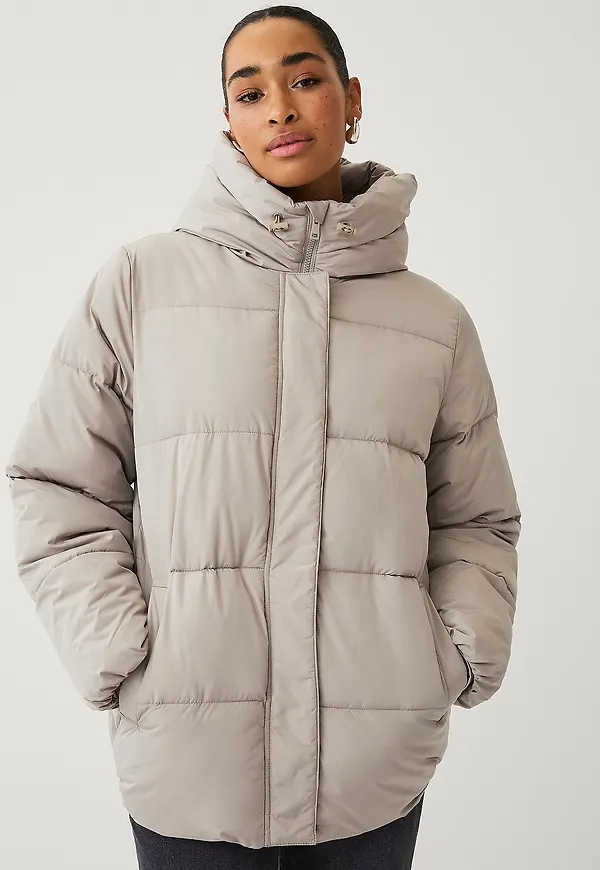 Ellos Collection - Vadderad jacka med huva - Brun