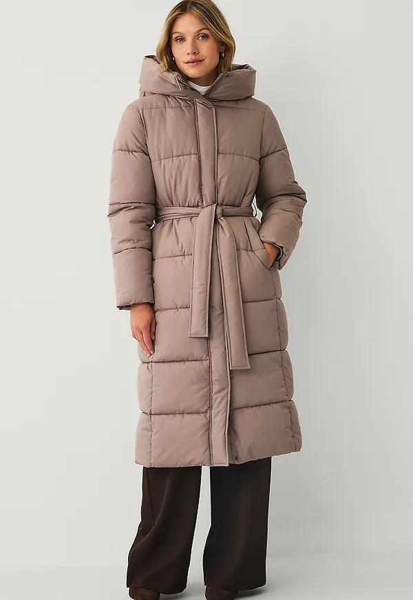 Ellos Collection - Vadderad kappa med knytbälte - Beige