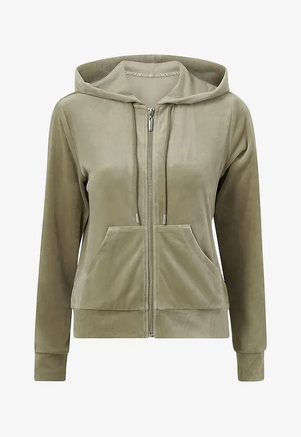 Ellos Collection - Velourhoodie - Grön