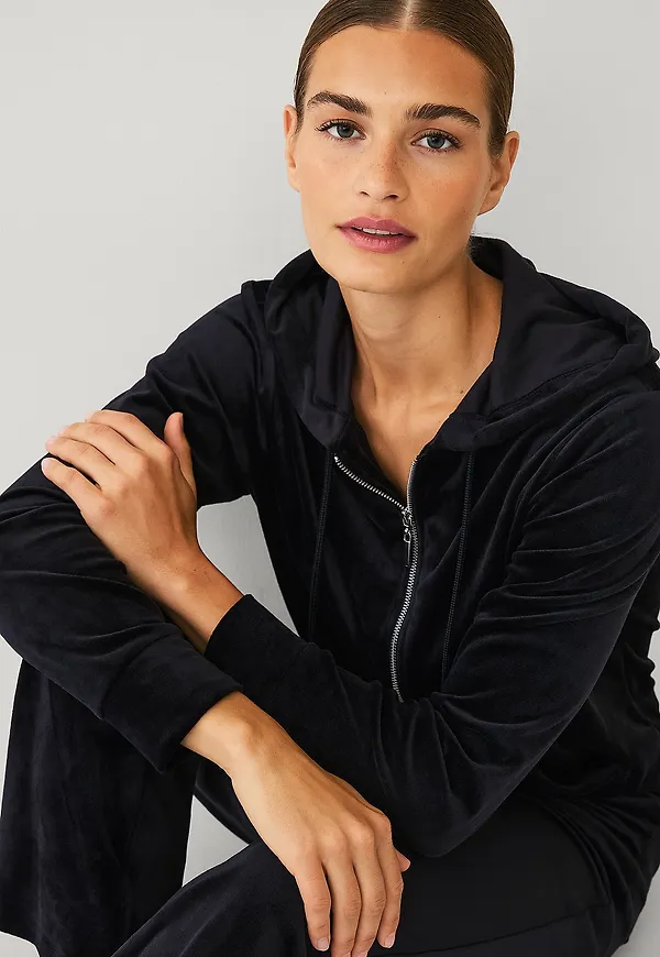 Ellos Collection - Velourhoodie - Svart