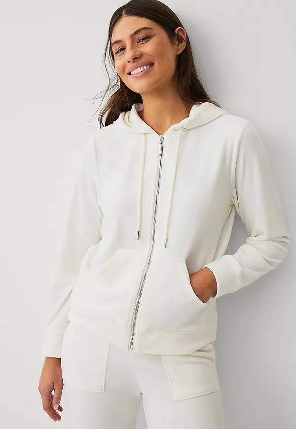 Ellos Collection - Velourhoodie - Vit