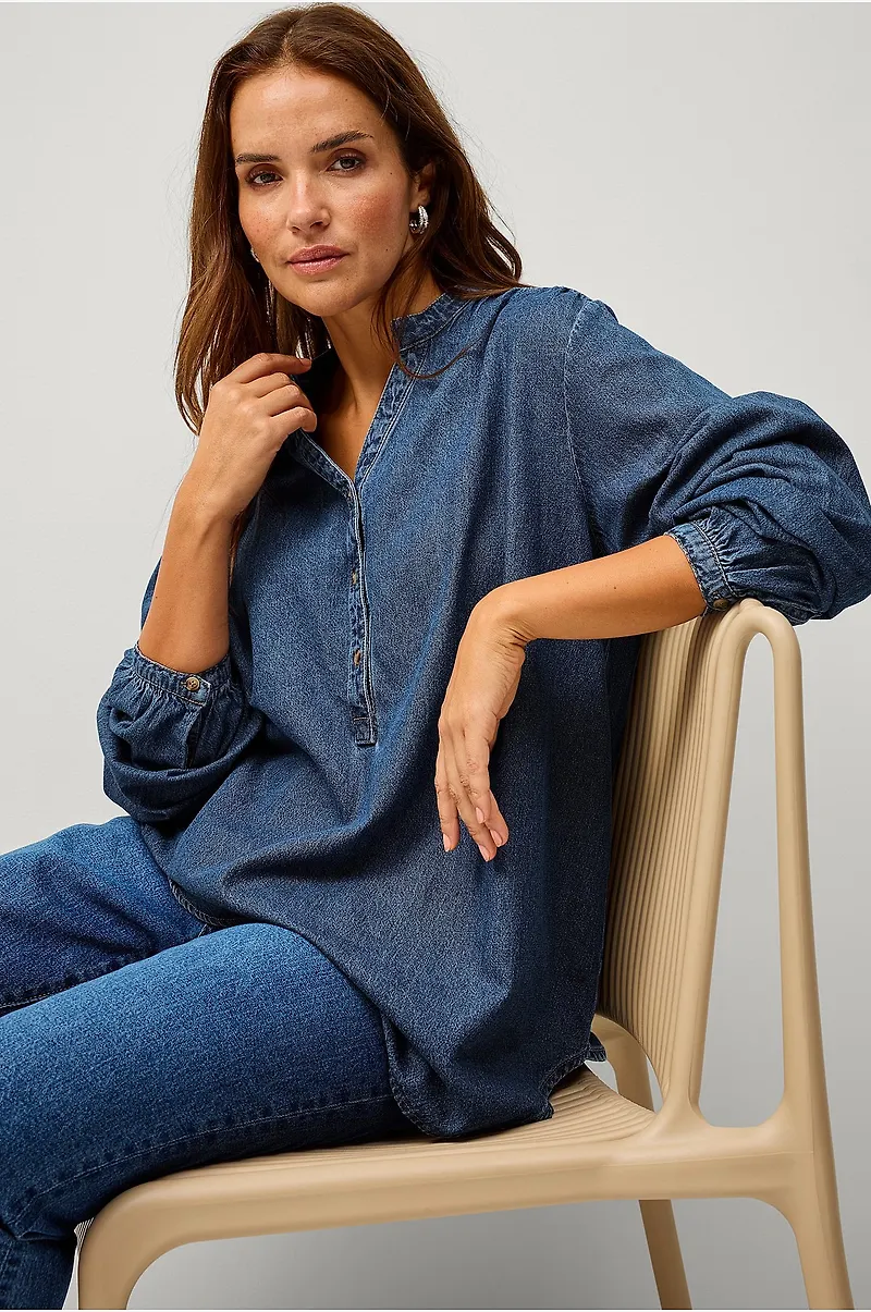 Ellos Plus collection - Blus i denim - Blå