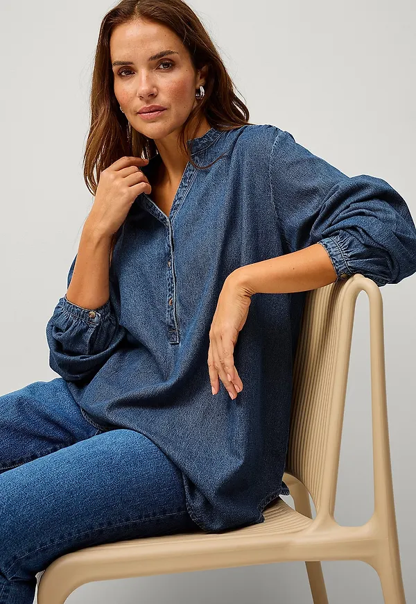 Ellos Plus collection - Blus i denim - Blå